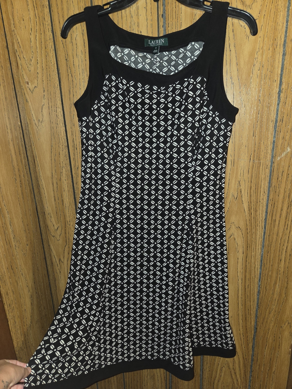 Lauren Ralph Lauren Black & White Sleeveless Geometric A-Line Dress